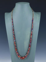Navajo Spiny Oyster, Lapis and Turquoise Tab Bead Necklace