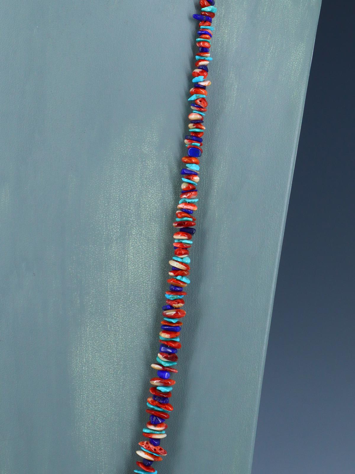 Navajo Spiny Oyster, Lapis and Turquoise Tab Bead Necklace