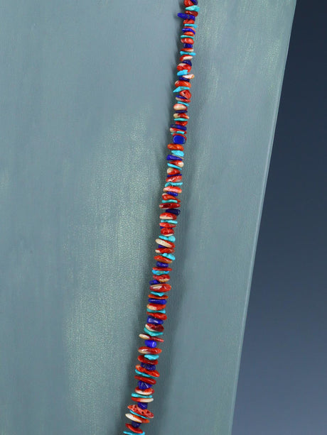 Navajo Spiny Oyster, Lapis and Turquoise Tab Bead Necklace