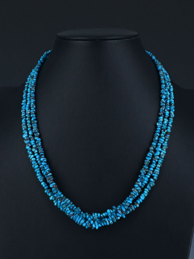 Native American Three Strand Egyptian Turquoise Necklace - PuebloDirect.com