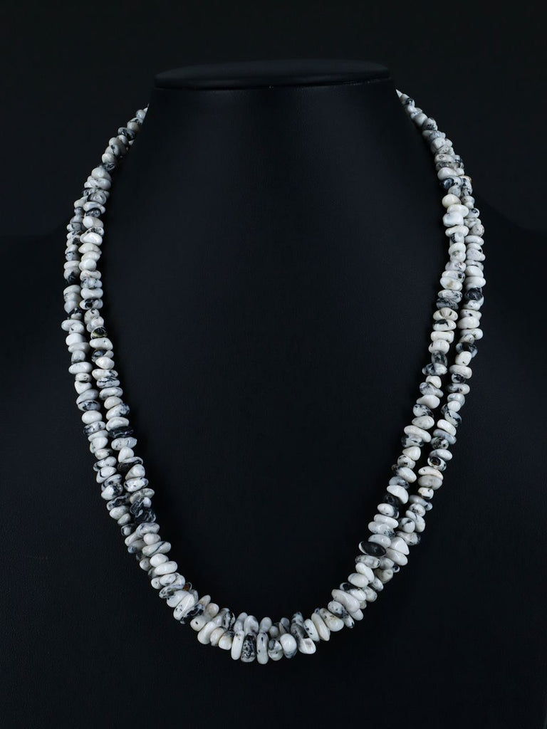 Native American Jewelry White Buffalo Double Strand Necklace - PuebloDirect.com
