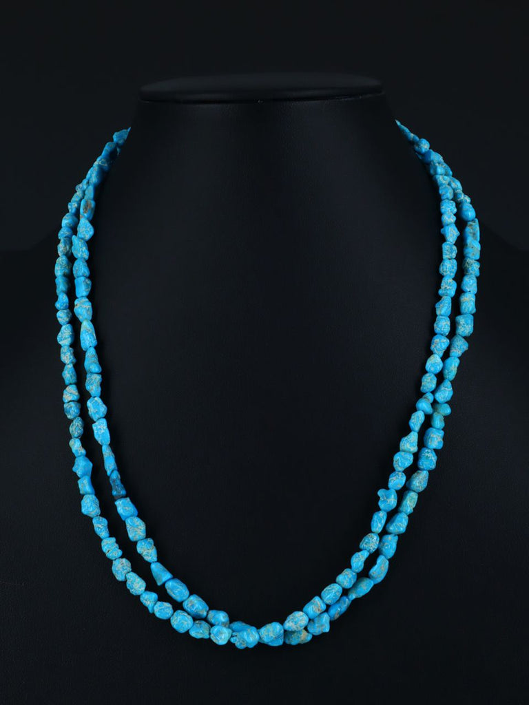 Native American Jewelry Sleeping Beauty Turquoise Double Strand Necklace - PuebloDirect.com