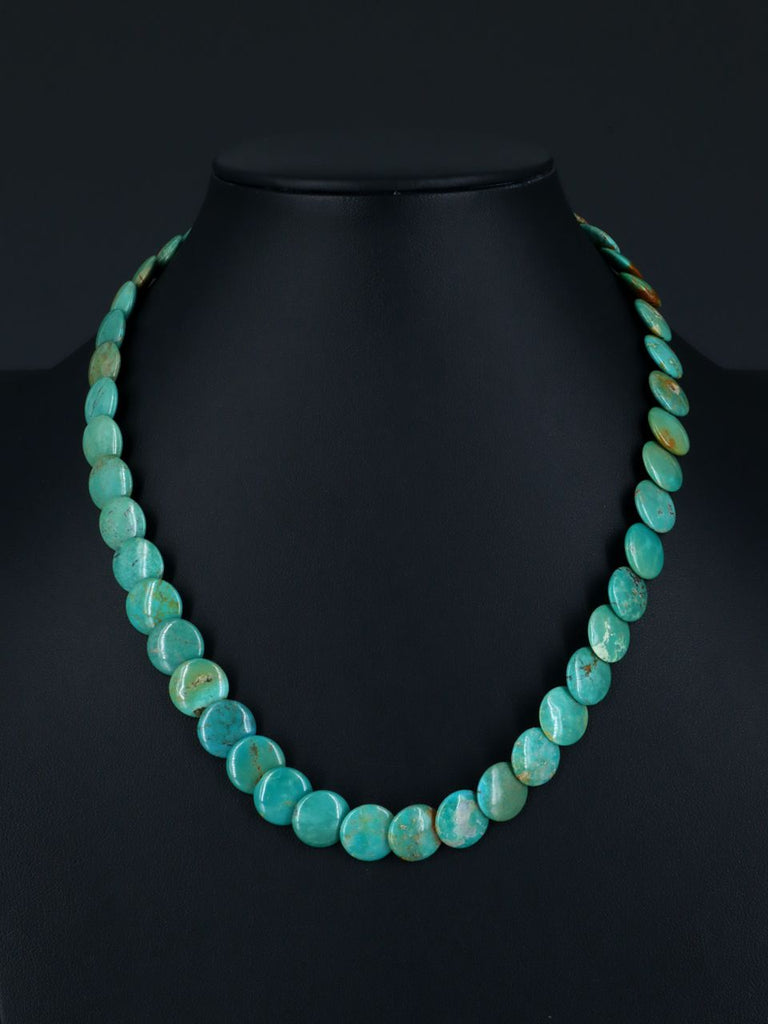 19" Native American Jewelry Single Strand Turquoise Disc Necklace - PuebloDirect.com