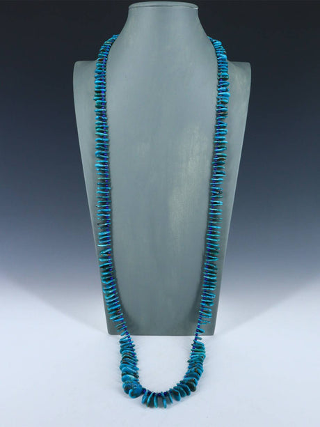 41" Single Strand Turquoise and Lapis Tab Necklace - PuebloDirect.com