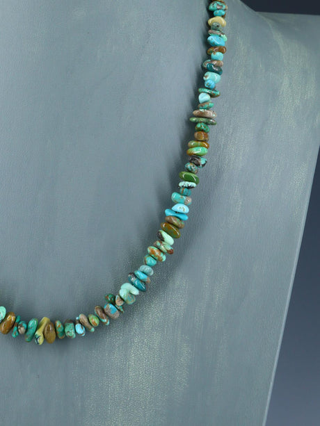 20" Single Strand Natural Carico Lake Turquoise Necklace - PuebloDirect.com