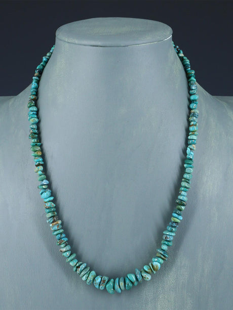 Navajo 20" Single Strand Emerald Valley Turquoise Necklace - PuebloDirect.com