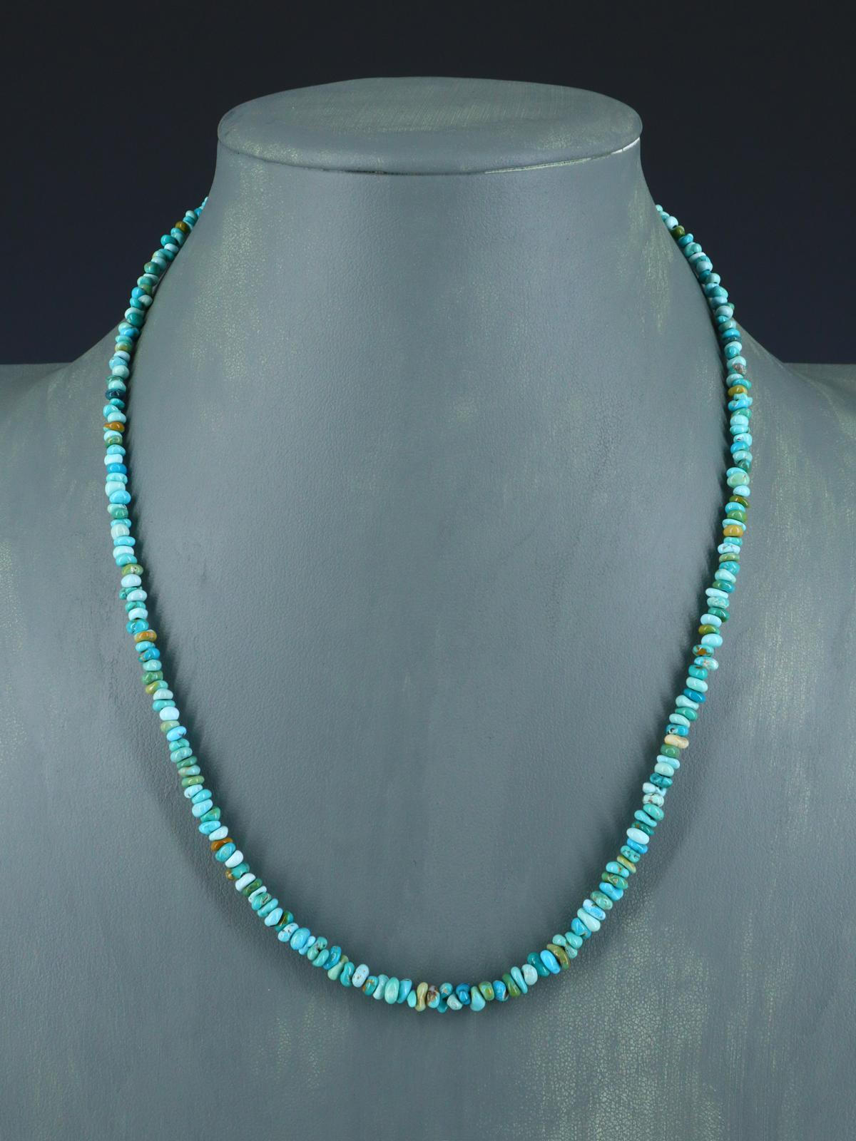 19" Single Strand Polychrome Lone Mountain Turquoise Necklace - PuebloDirect.com