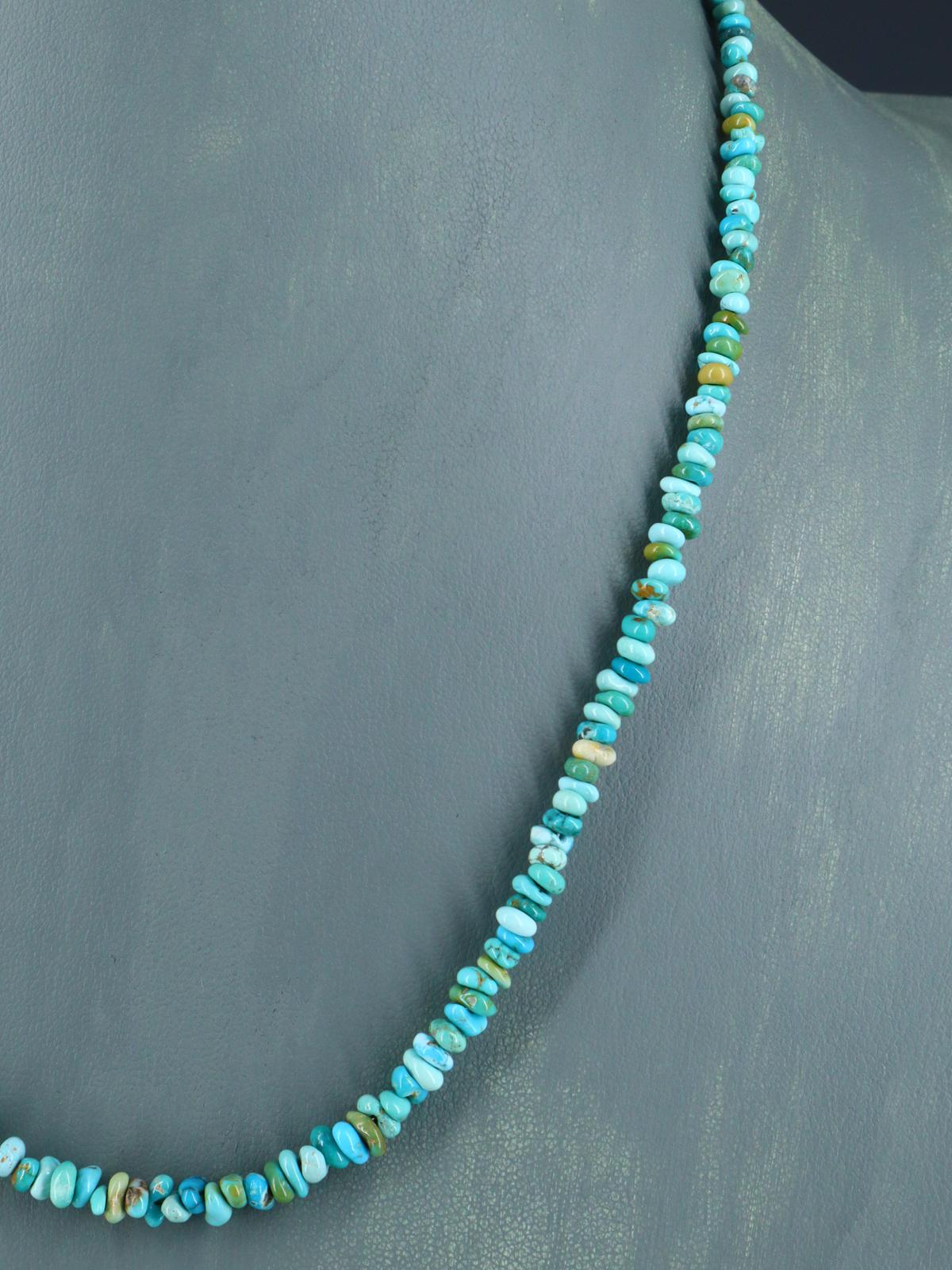 19" Single Strand Polychrome Lone Mountain Turquoise Necklace - PuebloDirect.com