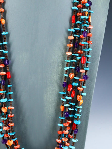 Navajo Five Strand Multi-stone Necklace - PuebloDirect.com