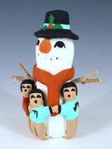 Jemez Pueblo Pottery Snowman Storyteller Figurine - PuebloDirect.com
