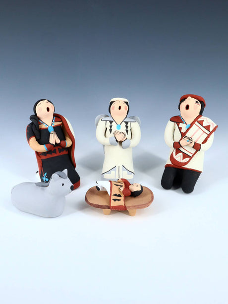 Jemez Pueblo Pottery 5 Piece Storyteller Nativity Set - PuebloDirect.com