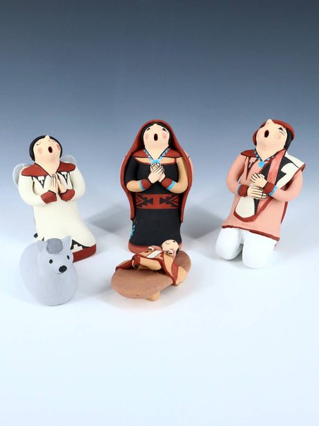 Jemez Pueblo Pottery 5 Piece Storyteller Nativity Set - PuebloDirect.com