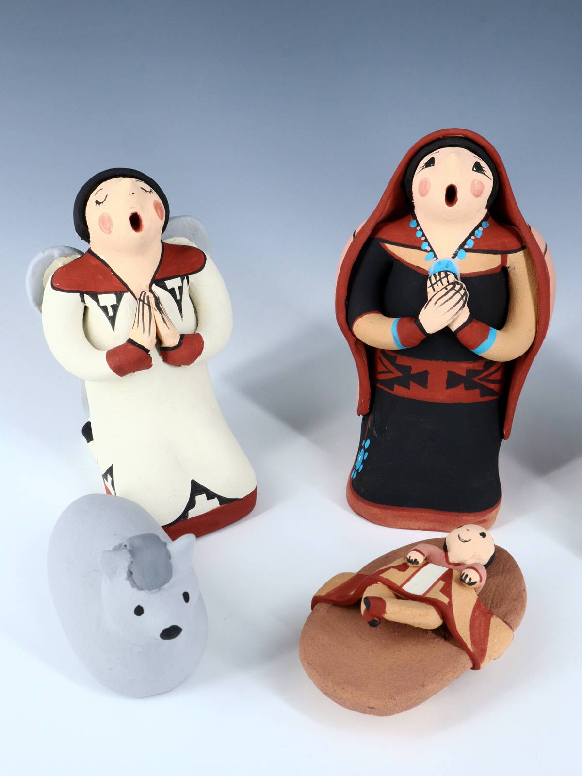 Jemez Pueblo Pottery 5 Piece Storyteller Nativity Set - PuebloDirect.com