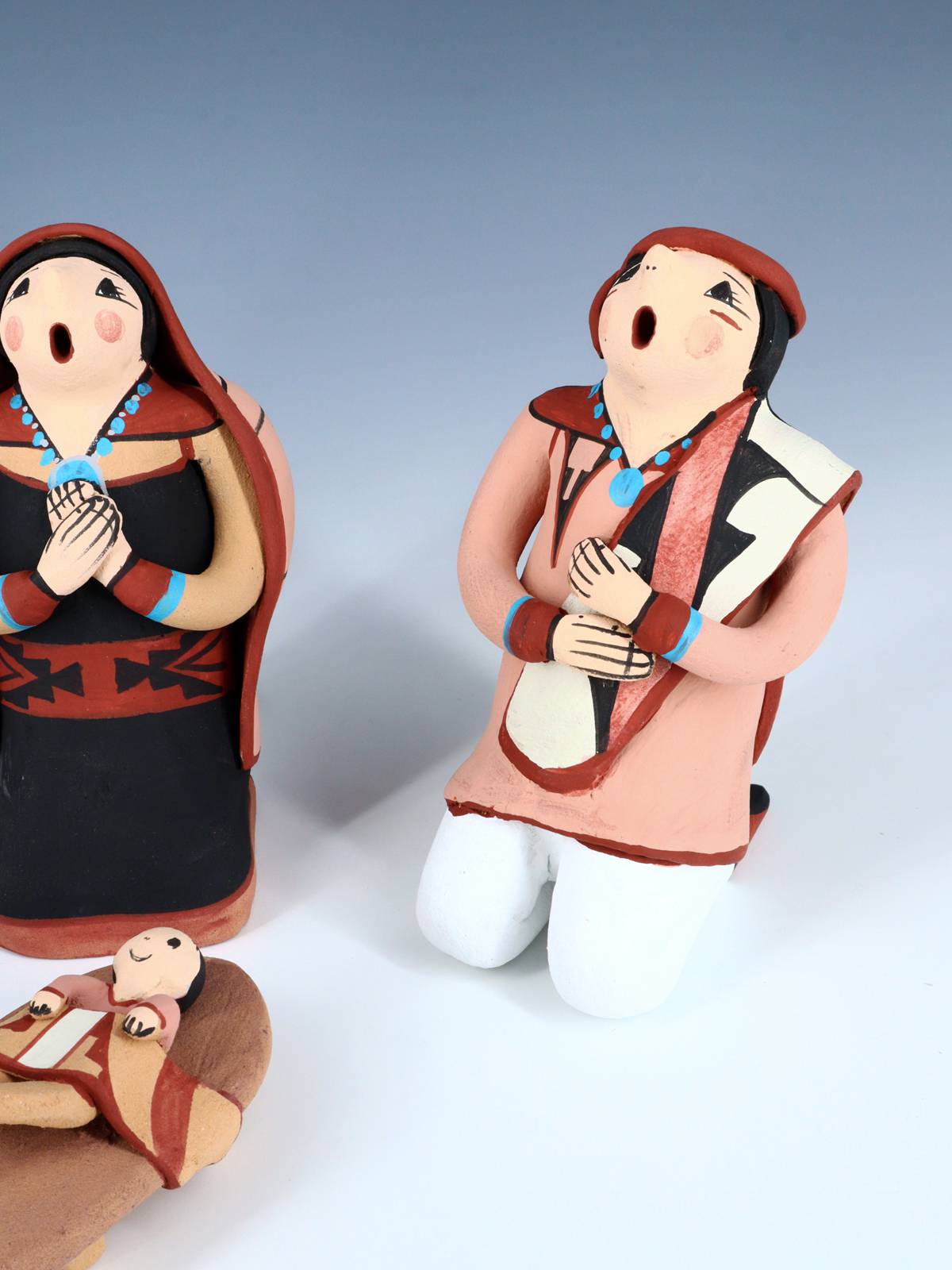 Jemez Pueblo Pottery 5 Piece Storyteller Nativity Set - PuebloDirect.com