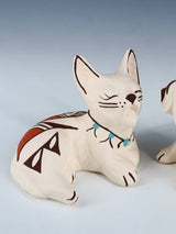 Acoma Pueblo Pottery Kitty and Puppy Pair Figurines - PuebloDirect.com