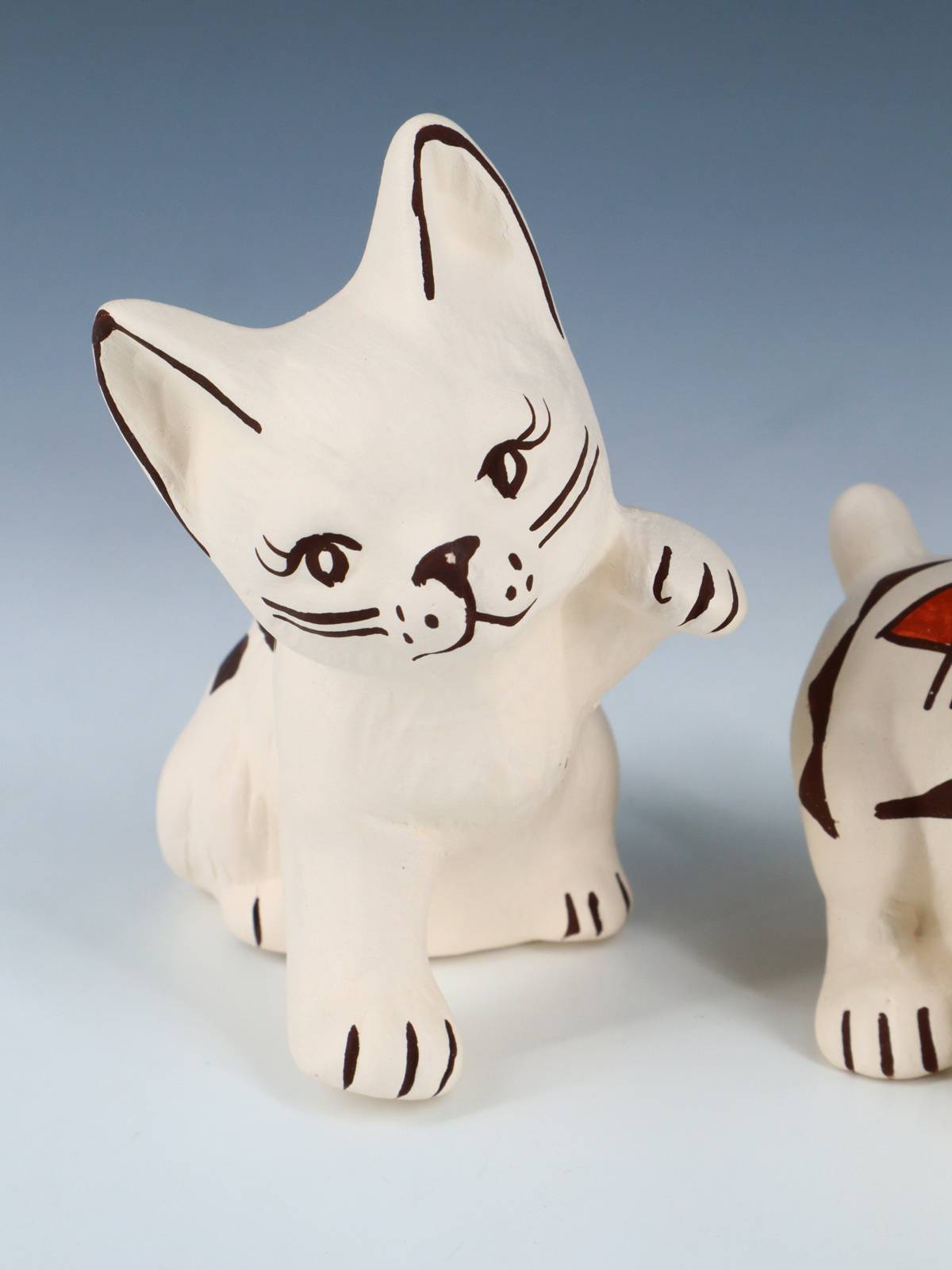 Acoma Pueblo Pottery Kitty and Puppy Pair Figurines - PuebloDirect.com