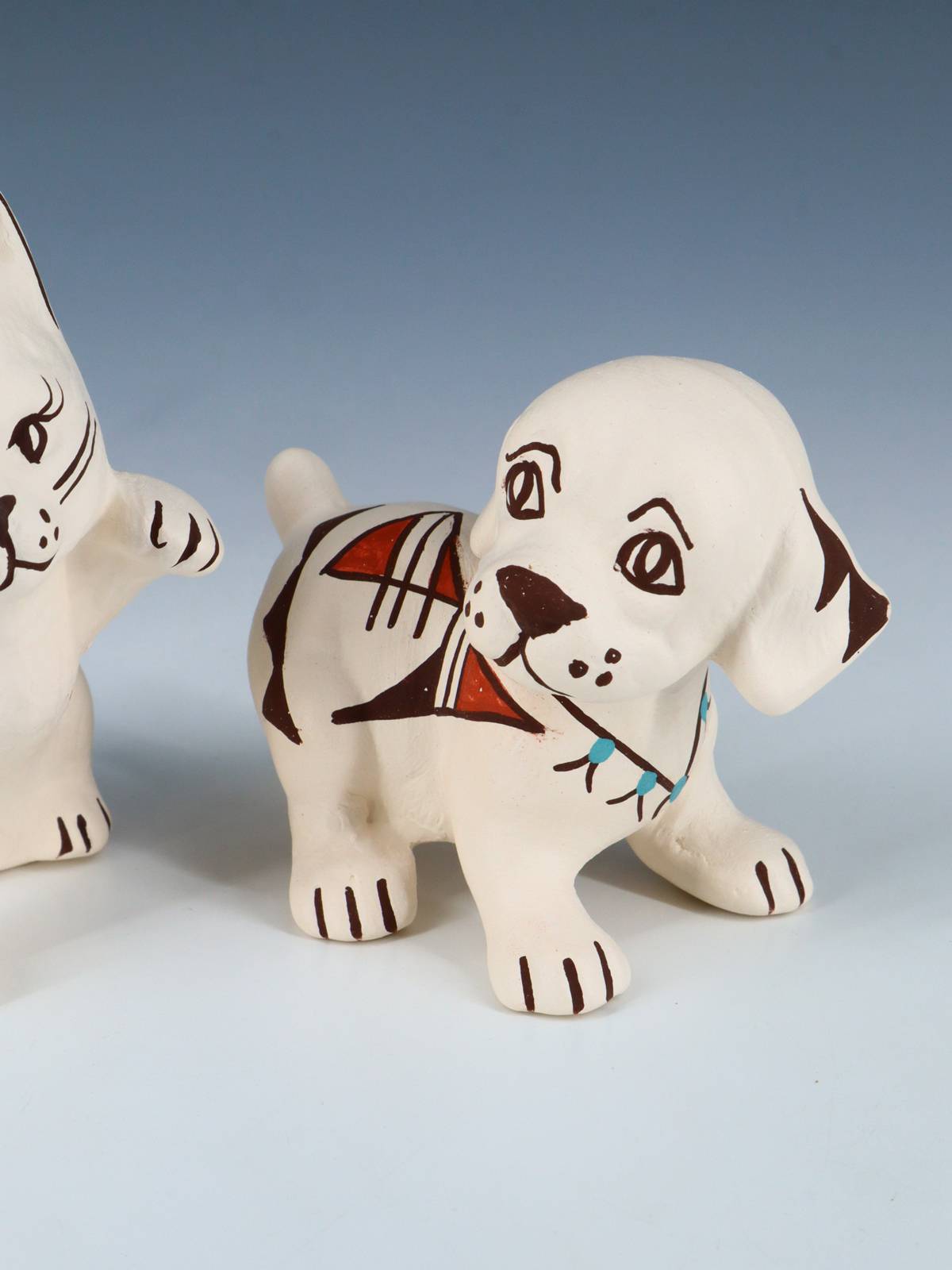 Acoma Pueblo Pottery Kitty and Puppy Pair Figurines - PuebloDirect.com