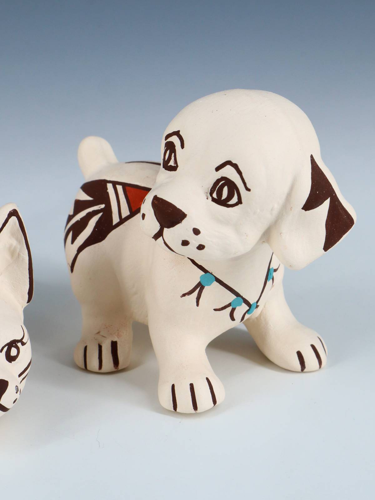 Acoma Pueblo Pottery Kitty and Puppy Pair Figurines - PuebloDirect.com