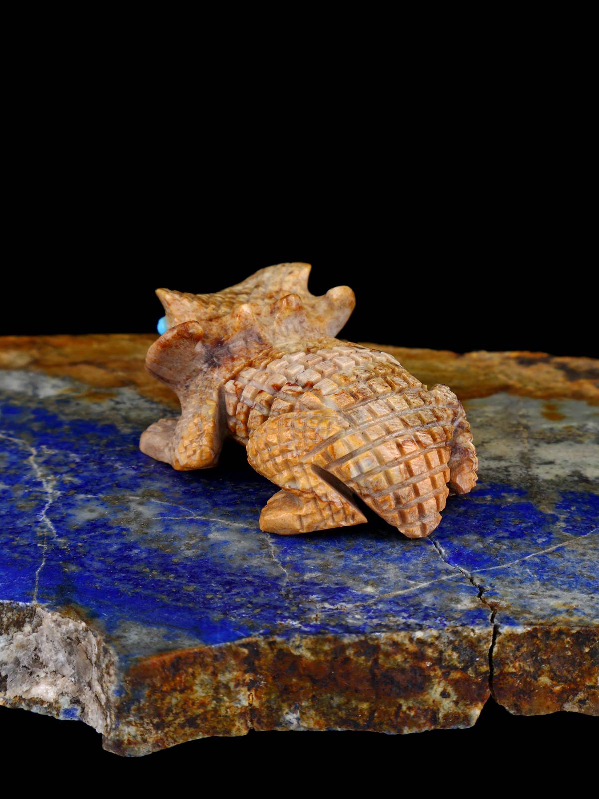 Picasso Marble Horned Toad Zuni Fetish - PuebloDirect.com