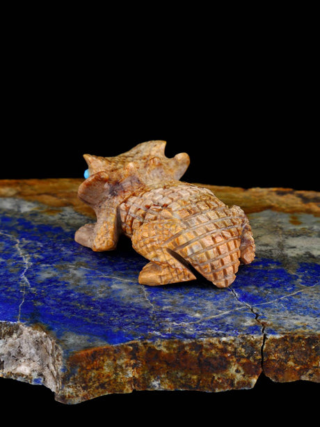 Picasso Marble Horned Toad Zuni Fetish - PuebloDirect.com
