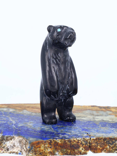 Black Marble Bear Zuni Fetish - PuebloDirect.com