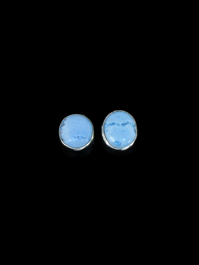 Navajo Sterling Silver Golden Hill Turquoise Post Earrings - PuebloDirect.com