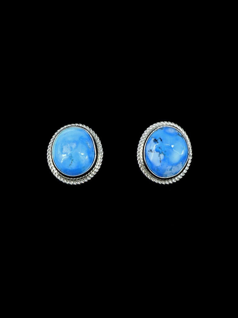 Navajo Sterling Silver Golden Hill Turquoise Post Earrings - PuebloDirect.com