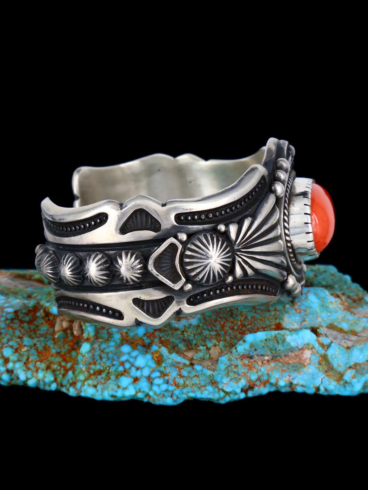 Native American Jewelry Natural Coral Cuff Bracelet