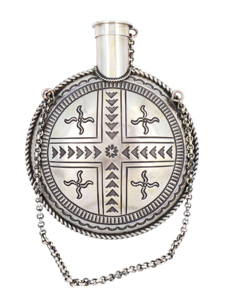 Estate Collection Navajo Sterling Silver Stamped Canteen - PuebloDirect.com