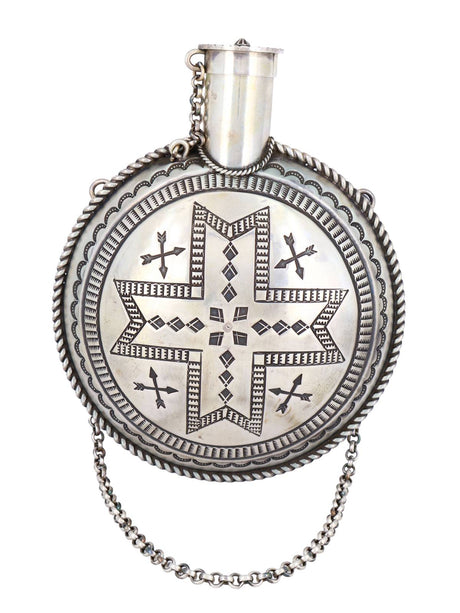 Estate Collection Navajo Sterling Silver Stamped Canteen - PuebloDirect.com