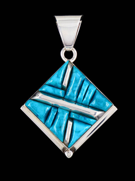 Shattuckite Navajo Cobblestone Inlay Sterling Silver Pendant and Earrings Set - PuebloDirect.com