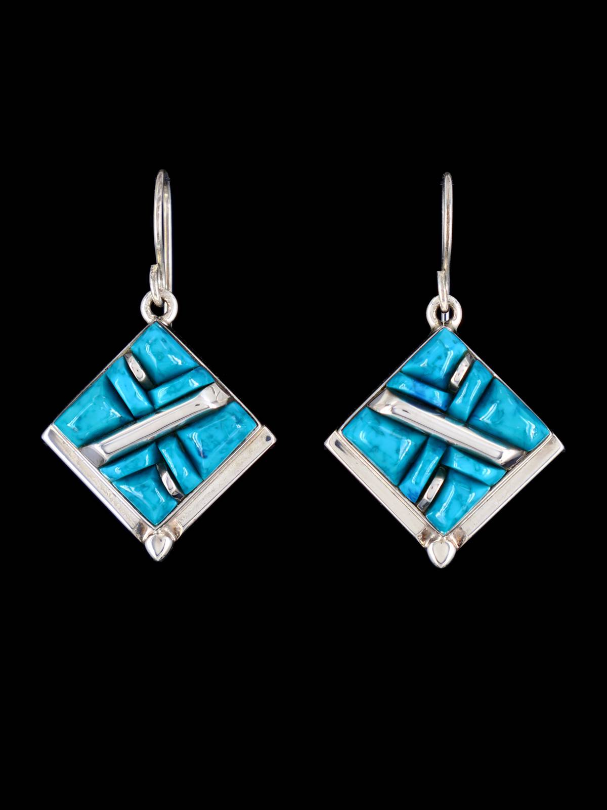 Shattuckite Navajo Cobblestone Inlay Sterling Silver Pendant and Earrings Set - PuebloDirect.com