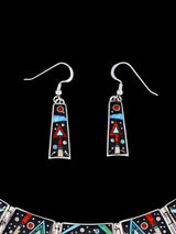 Juego de collar de eslabones de plata de ley con incrustaciones de cielo nocturno navajo