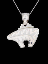 Navajo Turquoise and Spiny Oyster Inlay Reversible Bear Pendant