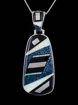 Navajo Turquoise and Opalite Inlay Reversible Pendant