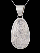 Large Navajo Black Jade and Jasper Inlay Reversible Pendant