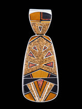 Large Navajo Jasper and Red Opal Inlay Reversible Pendant