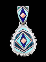 Native American Sterling Silver Mosaic Inlay Pendant