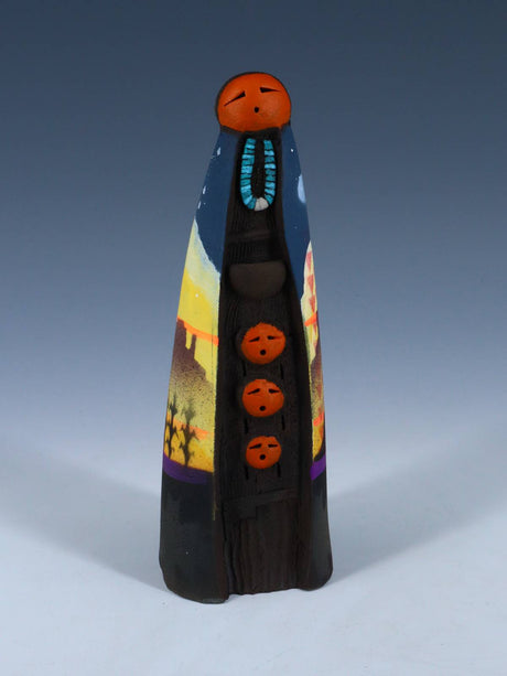 Native American Clay Mother Three Baby Pottery Figural Doll - PuebloDirect.com