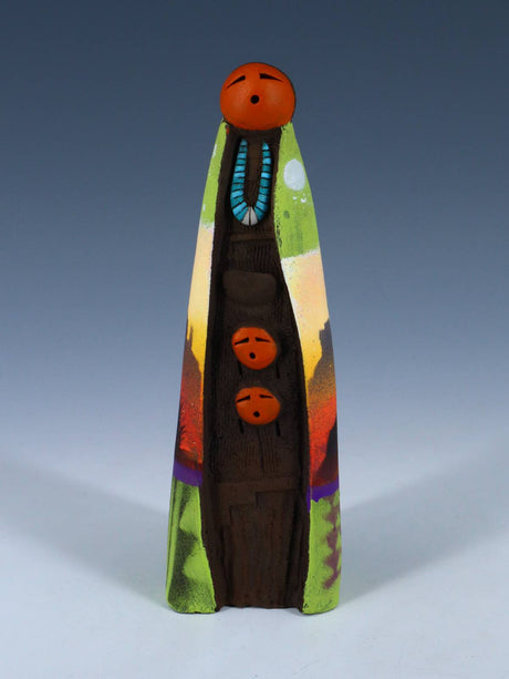 Native American Clay Mother Two Baby Pottery Figural Doll - PuebloDirect.com