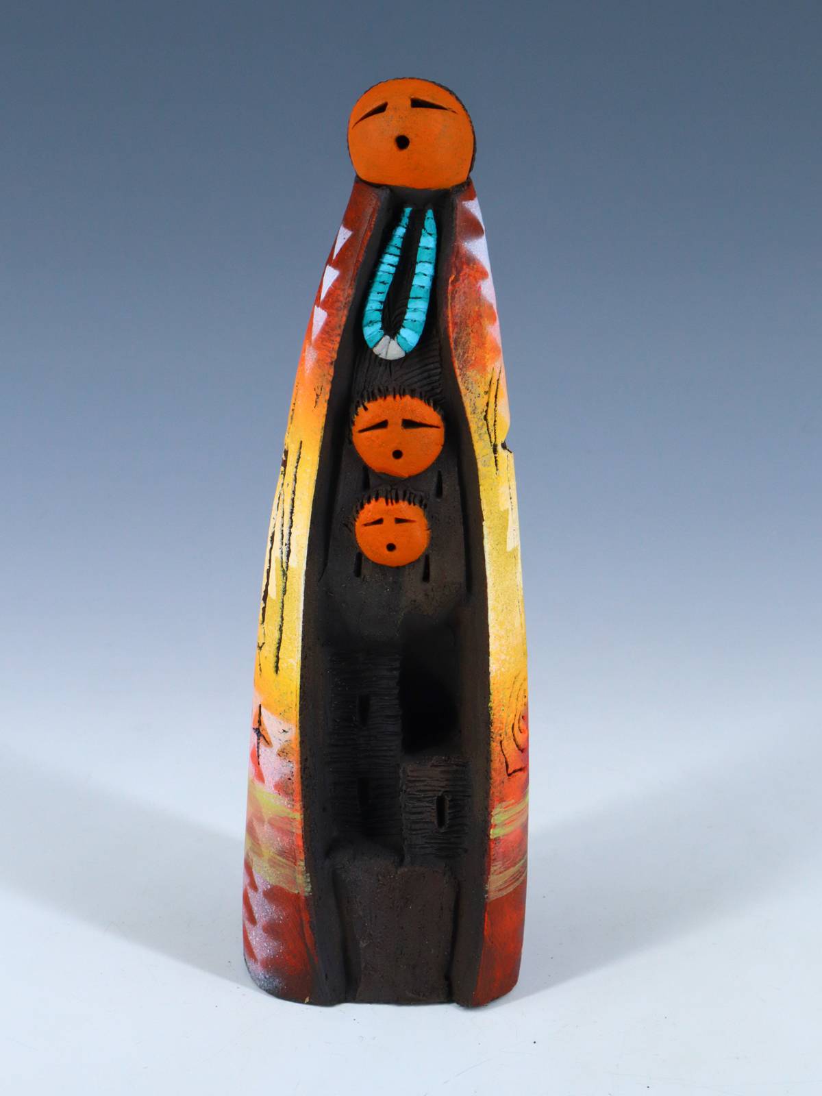 Native American Clay Mother Two Baby Pottery Figural Doll - PuebloDirect.com