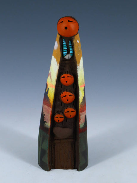 Native American Clay Mother Four Baby Pottery Figural Doll - PuebloDirect.com