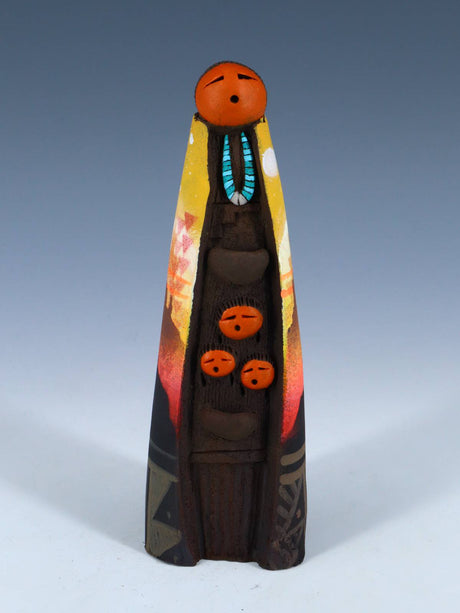 Native American Clay Mother Three Baby Pottery Figural Doll - PuebloDirect.com