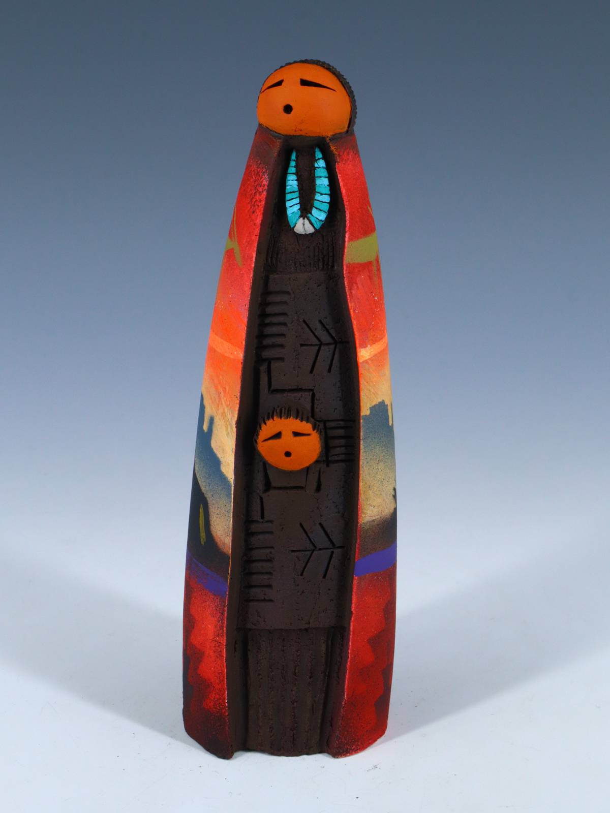 Native American Clay Mother One Baby Pottery Figural Doll - PuebloDirect.com