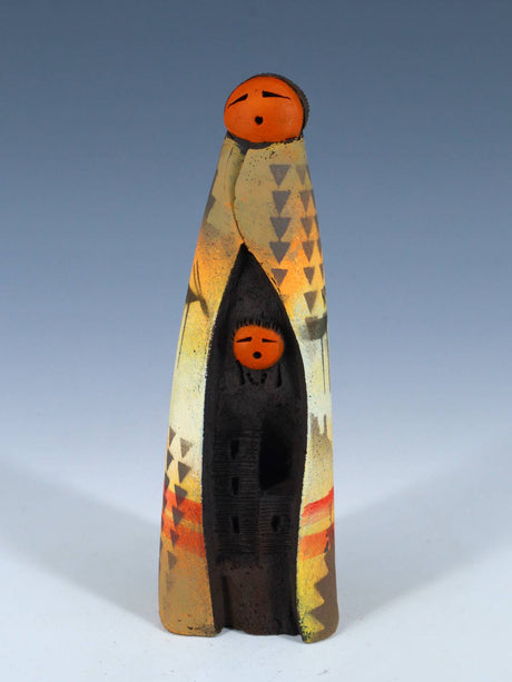 Native American Clay Mother One Baby Pottery Figural Doll - PuebloDirect.com