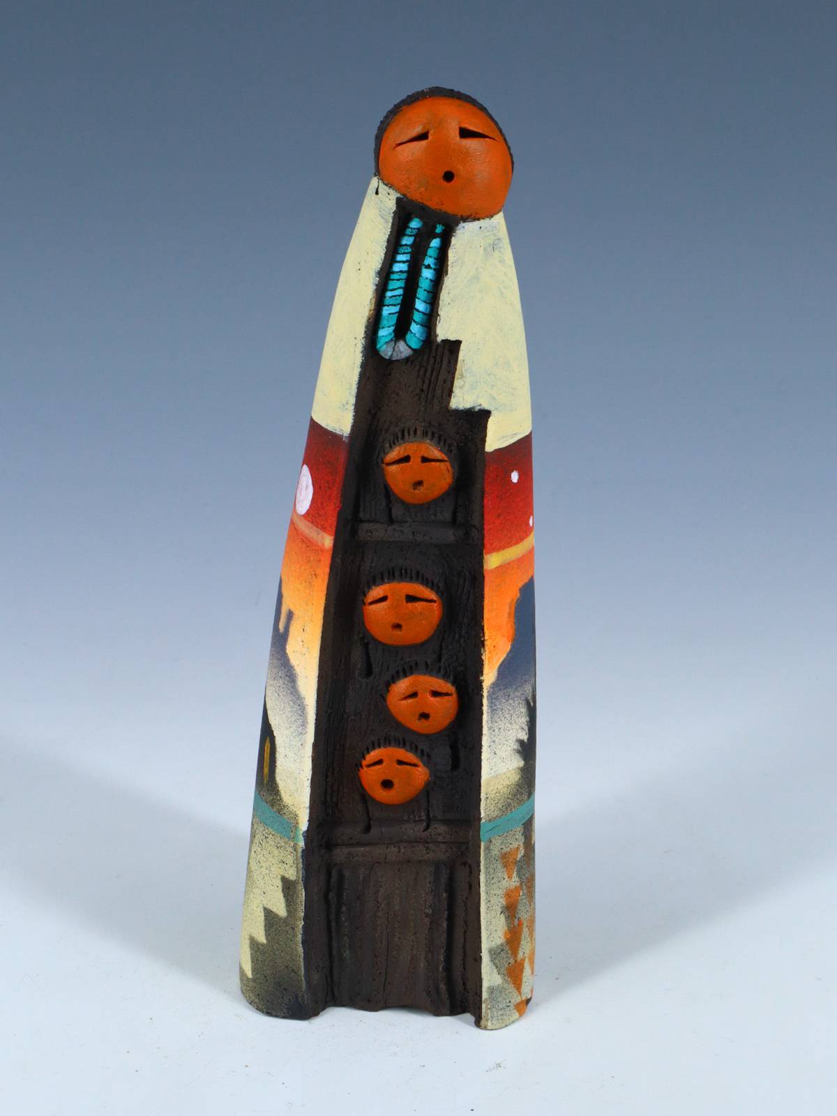 Native American Clay Mother Four Baby Pottery Figural Doll - PuebloDirect.com