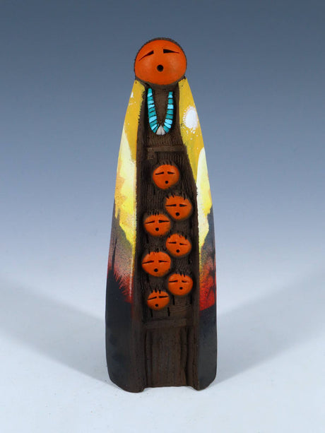 Native American Clay Mother Seven Baby Pottery Figural Doll - PuebloDirect.com