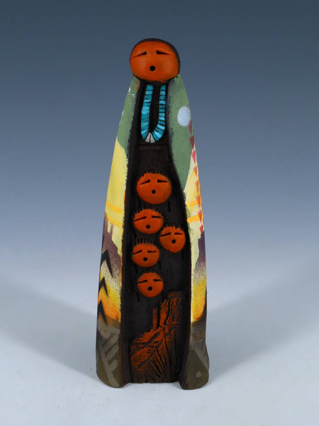 Native American Clay Mother Five Baby Pottery Figural Doll - PuebloDirect.com