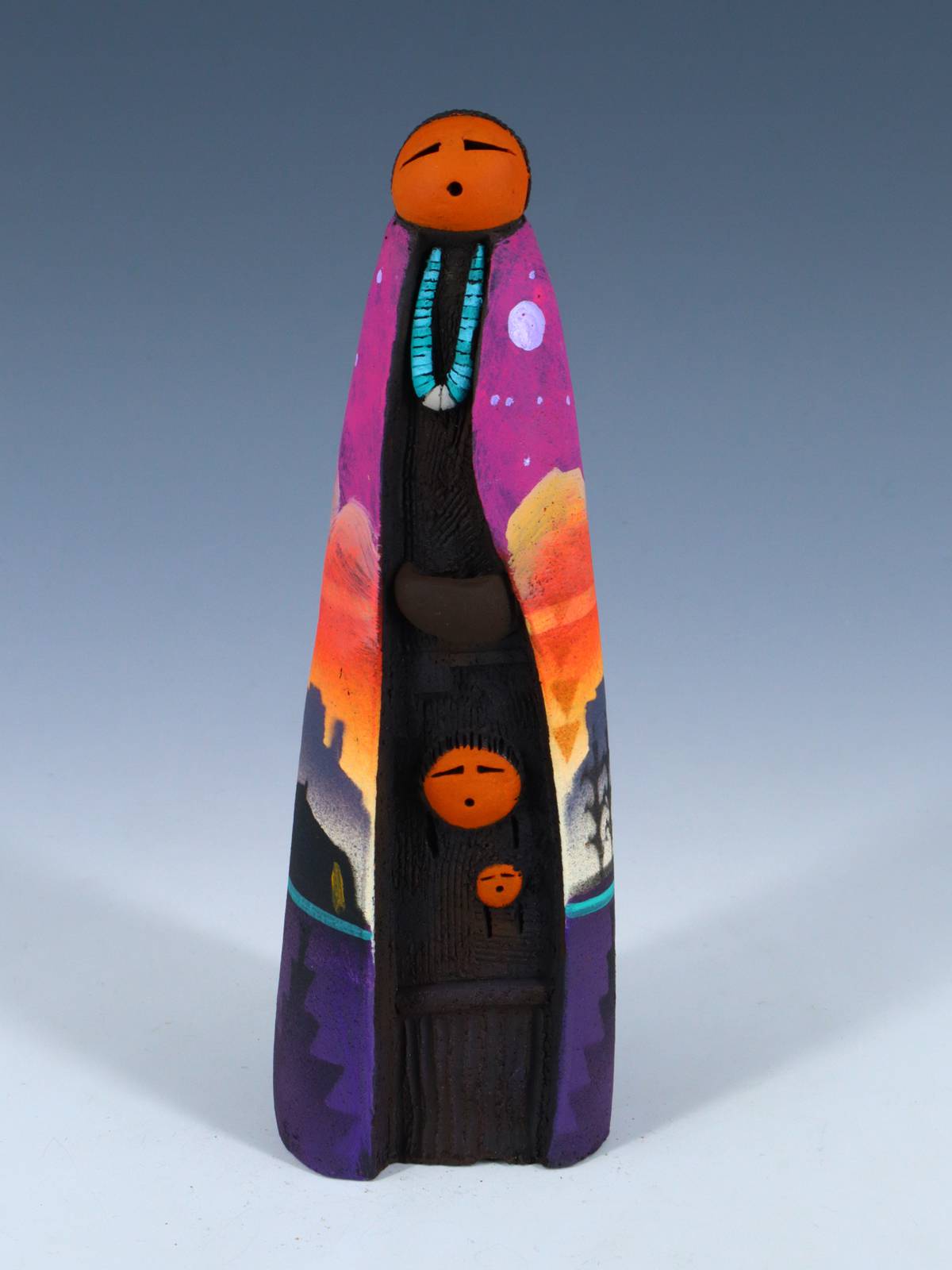 Native American Clay Mother Two Baby Pottery Figural Doll - PuebloDirect.com