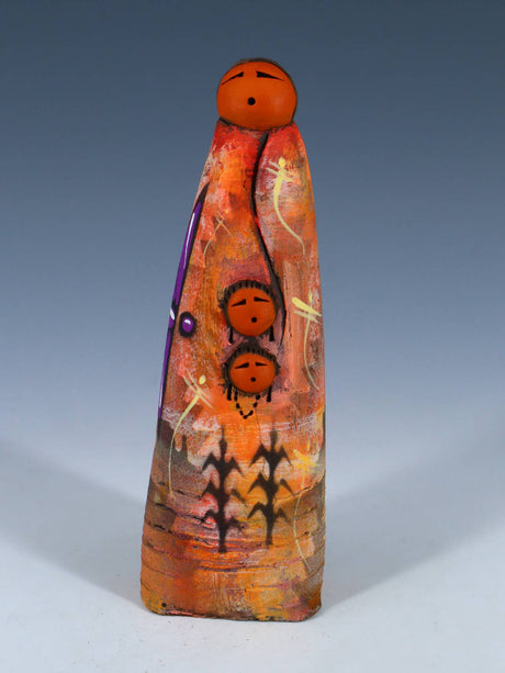 Native American Clay Mother Two Baby Pottery Figural Doll - PuebloDirect.com